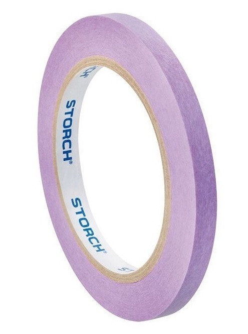 Специальная экстратонкая гладкая сиреневая малярная лента на основе рисовой бумаги с акрилатным клеем STORCH Das Schonende. Ширина: 9 мм. рулон: 50 м. Арт.: 49 33 09.