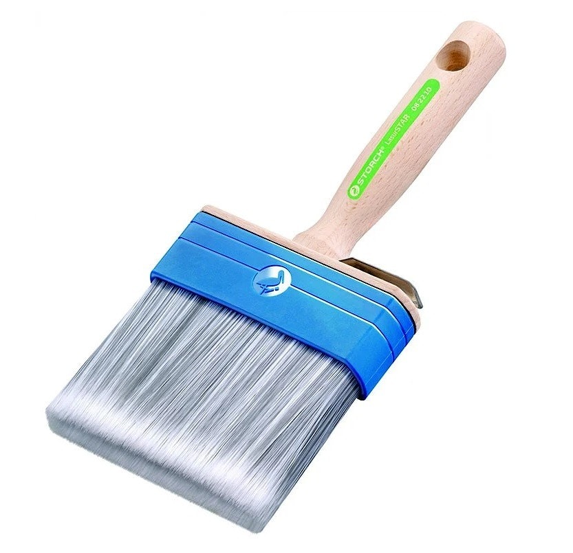 Профессиональная кисть макловица STORCH Flächenstreicher LasurSTAR. Размер: 100/30 x 65 мм. Щетина из смеси натуральных и синтетических волокон. Двухкомпонентная. Идеальна для равномерного нанесения лазурей. Арт.: 08 22 10