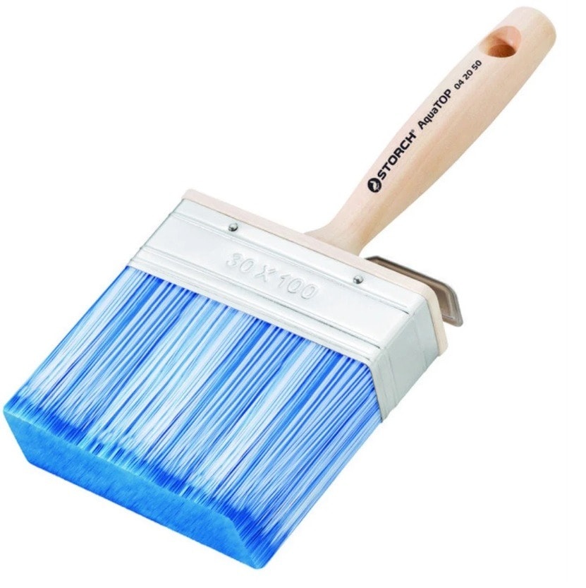 Плоская малярная щетка STORCH Flächenstreicher "AquaTOP". Размер: 100/30, 70 мм. Идеально подходит для всех типов водоразбавляемых лакокрасочных материалов. Арт.: 08 29 10.