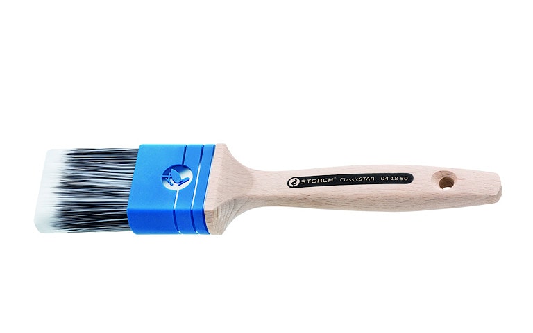 Плоская малярная кисть STORCH Flach-Pinsel ClassicSTAR. Размер: 75/23х66 мм. Щетина из высококачественной смеси синтетических волокон черно/белая. Арт.: 04 18 75.