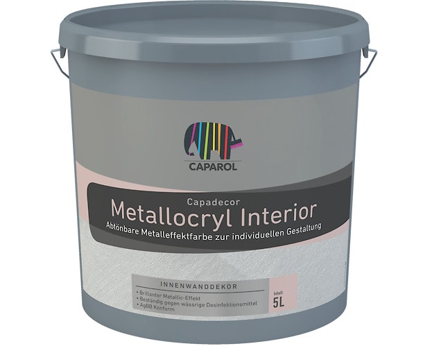 Водно-дисперсионная интерьерная краска с металлическим эффектом Capadecor Metallocryl Interior. Объем: 2,5 л.  