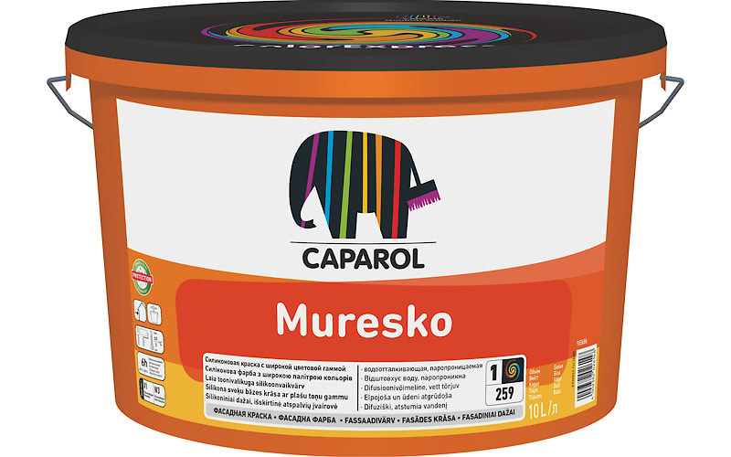Caparol Muresko (Муреско): водно-дисперсионная фасадная силиконовая краска, база 3, объем 2,35 л
