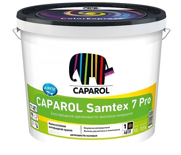 Caparol Samtex 7 Pro (Замтекс 7 Про.): водно-дисперсионная латексная интерьерная краска   