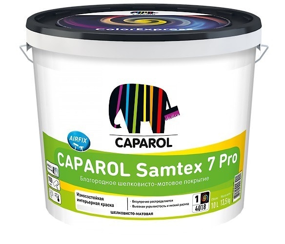 Водно-дисперсионная интерьерная краска Caparol Samtex 7 Pro. База 1. Объем: 2,5 л.