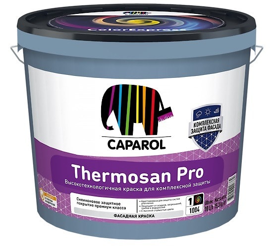 Thermosan Pro (Термосан Про): силиконовая фасадная краска премиум-класса. База 1. Объем: 10 л..