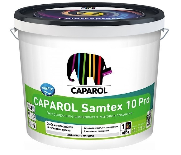 Тонкослойная латексная интерьерная краска Caparol Samtex 10 Pro. База 1. Объем: 10 л.