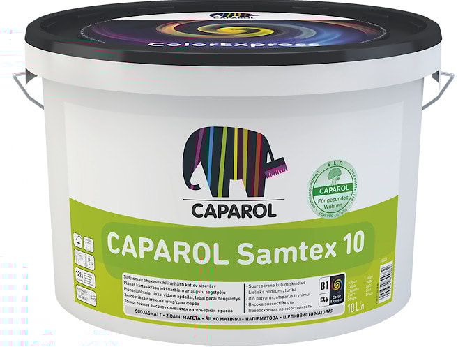 Тонкослойная латексная интерьерная краска Caparol Samtex 10 E.L.F. База 3. Объем: 2,35 л.